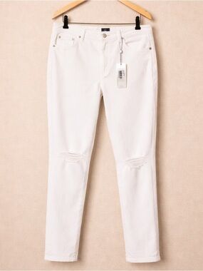 AG THE MILA ANKLE White Skinny Jeans High Rise Distressed Ankle 30